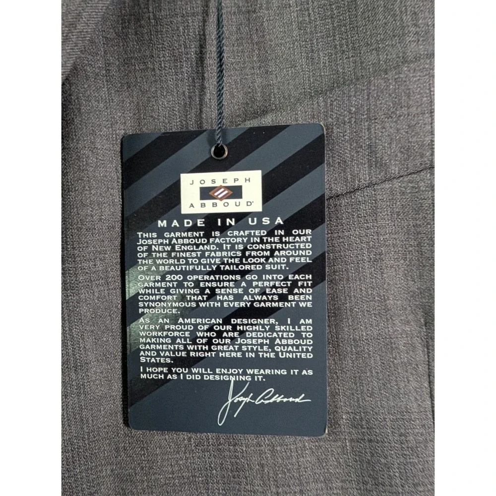 Joseph Abboud Men's 48R Gray Wool Blazer NWT Made USA Marzotto Super 120s Plaid